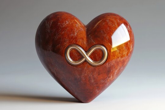 A heart with an infinity symbol engraved in its center representing endless love