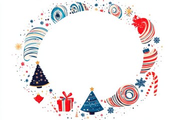 Obraz premium Whirlpool frame a circular frame with whirlpool like elements and a christmas tree for an xmas holiday event