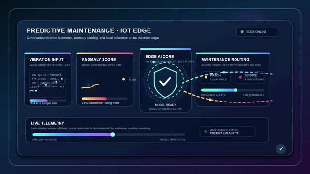 Predictive Maintenance IoT Edge Computing Dashboard Animation Blue Digital Interface