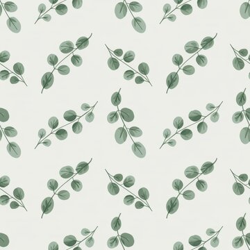 A seamless pattern of green leaves on a white background