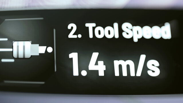Second tool speed panel reads 1.4 m s