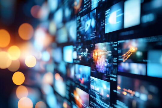 Multimedia video wall displays multiple video clips Generative AI