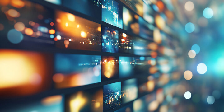 Multimedia video wall displays vibrant colors and patterns Generative AI