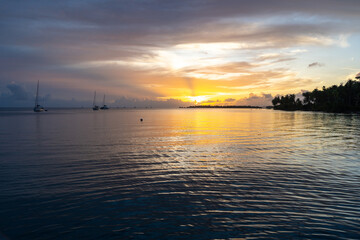 Obraz premium Sunset Over Tahaa Island, French Polynesia