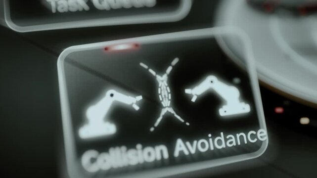 Collision avoidance diagram separates opposing robot arms