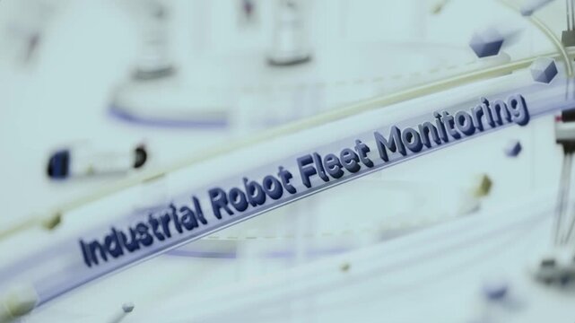 Industrial robot fleet monitoring header crosses bright dashboard