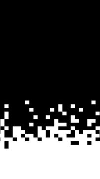 Vertical white pixel mosaic transition with stop motion effect on transparent background, for video transition editing and so on.
