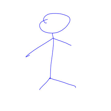 Blue Hand-Drawn Stick Figure Person Sketch Transparent PNG