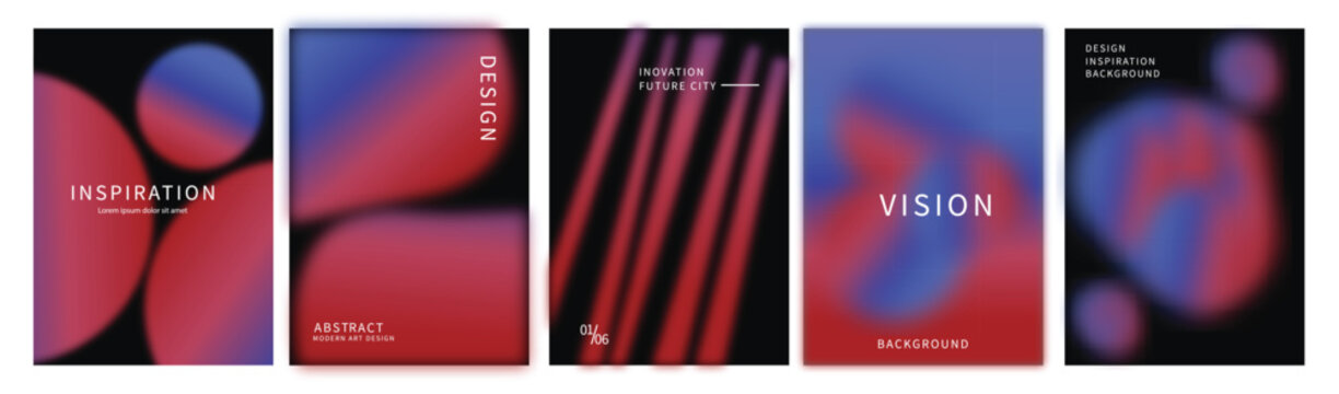 Abstract gradient vector set featuring blurred geometric shapes and lines