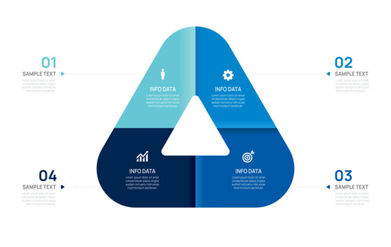 Venn diagram infographic chart template for business 4 parts options, presentation with venn diagram elements vector illustration.