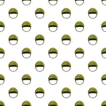 Military helmets forming a seamless camouflage pattern on a white background