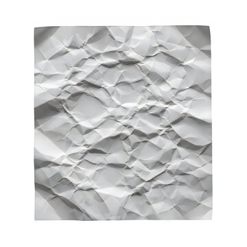 A high contrast top down view of a heavily crumpled white paper