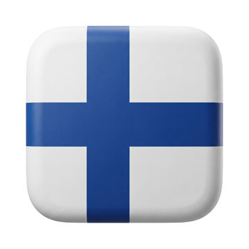 3d render of the flag of finland as a rounded square icon isolated on transparent background