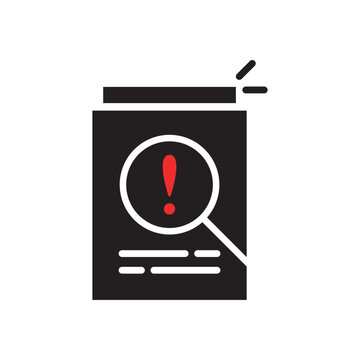 data assessment or compliance black icon exclamation mark. silhouette trend modern insight paperwork logotype graphic  design 
