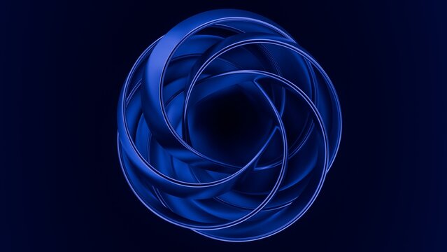 Abstract background with glossy blue metallic interlocking rings and loops