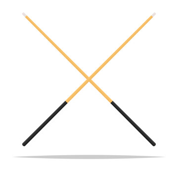 Crossed pool cues vector isolated illustration