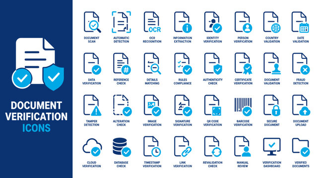 Document Verification Icon Representing Verification on Paper.