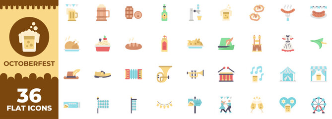 Fototapeta premium Octoberfest Flat Icon, Editable Icons set, Vector illustration