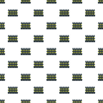 Repeating pattern of pixel art industrial buildings or power plants