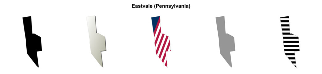 Fototapeta premium Eastvale (Pennsylvania) blank outline map set