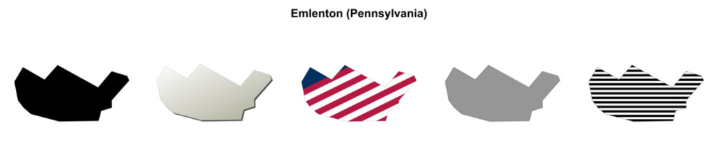 Obraz premium Emlenton (Pennsylvania) blank outline map set