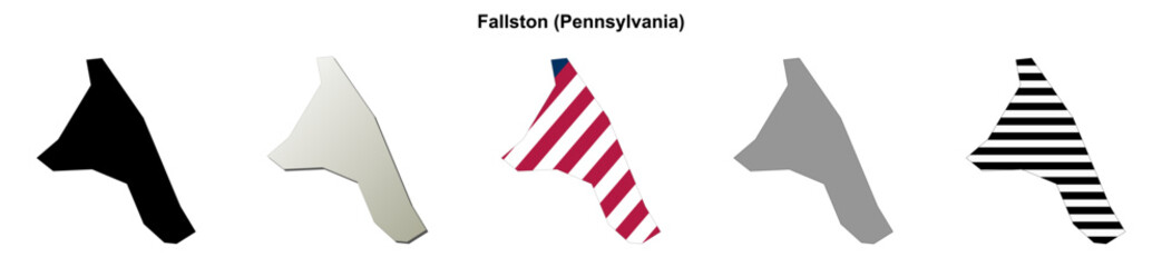 Obraz premium Fallston (Pennsylvania) blank outline map set