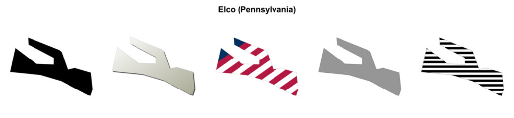 Fototapeta premium Elco (Pennsylvania) blank outline map set