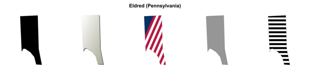 Fototapeta premium Eldred (Pennsylvania) blank outline map set