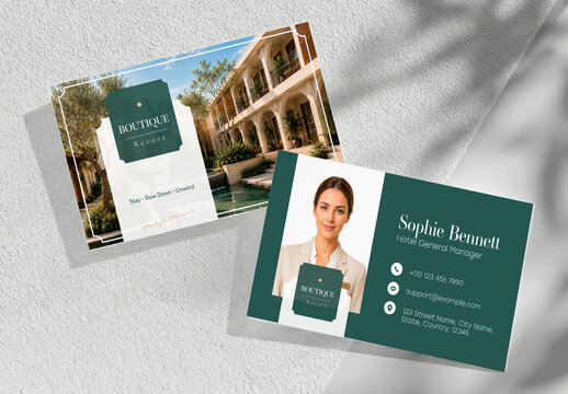 Modern Green and White Business Card Template with Creative Corporate Design