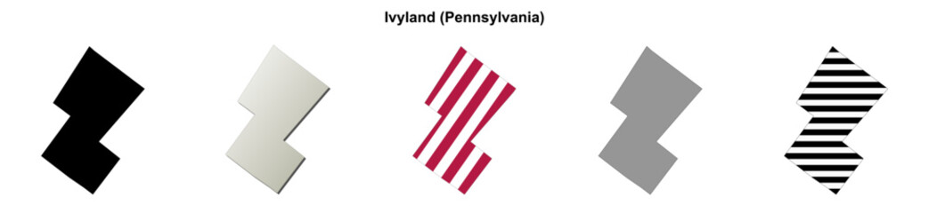 Obraz premium Ivyland (Pennsylvania) blank outline map set