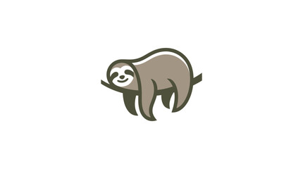 Naklejka premium Sloth hanging on branch icon for relaxed lifestyle.