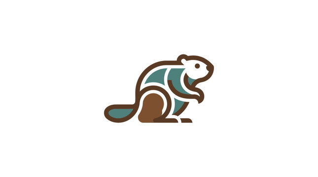 Standing beaver rodent logo icon with blue accents.