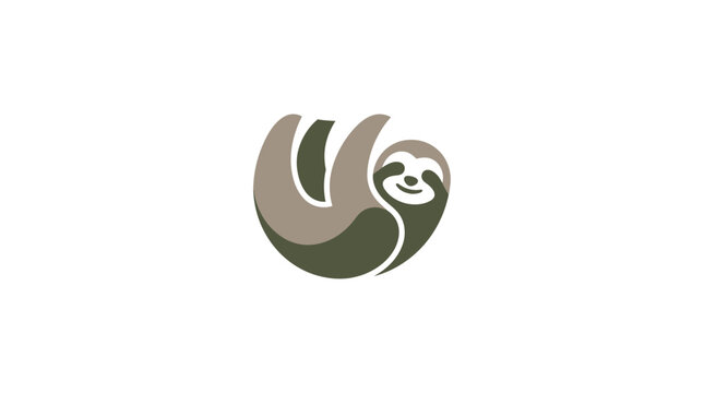 Stylized circular sloth icon.