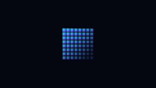 Glowing dot grid pattern icon animation on black background