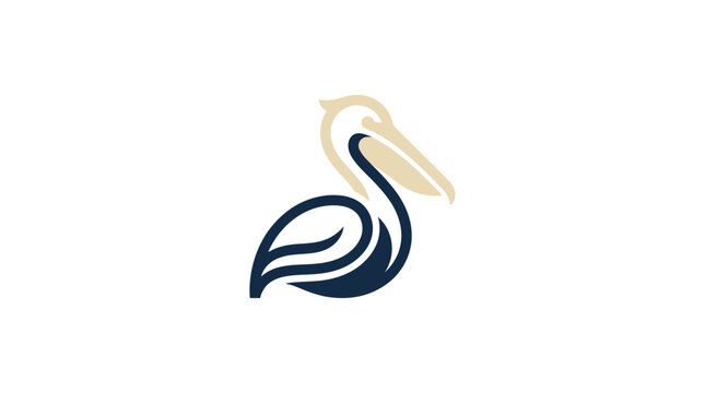 Stylized pelican silhouette logo with fluid curved lines.
