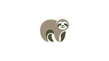 Naklejka premium Stylized standing sloth icon in earthy brown tones.