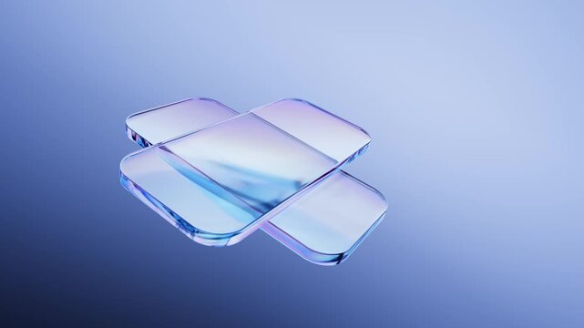 Elegant minimalist glass plates with dispersion light effect moving. Endless loop.