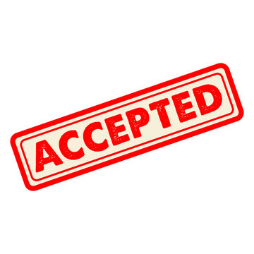 Red accepted approval stamp isolated on transparent background