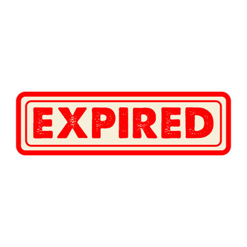 Red expired stamp design with distressed text isolated on transparent background