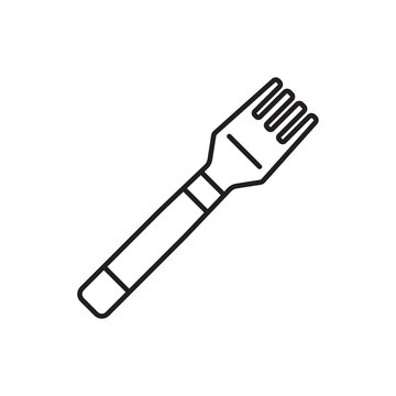 Minimalist line art icon of a multi-prong stitching chisel punch tool for scoring stitching holes.