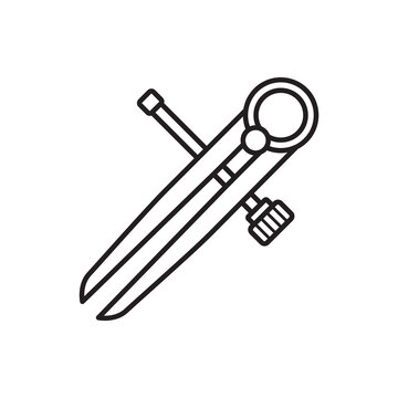 Minimalist line art icon of an edge creaser tool used for scoring decorative parallel lines on leather. 
