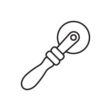 Minimalist line art icon of a rotary edge slicker wheel tool used for burnishing leather borders.