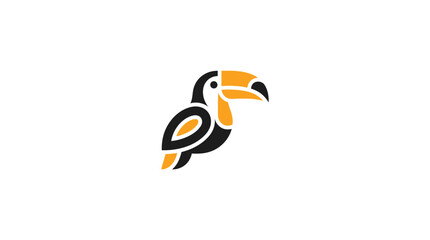Naklejka premium Toucan logo with vibrant yellow wing accents.