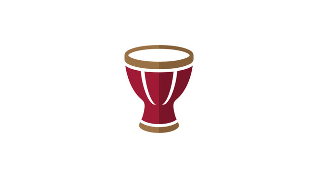 Traditional djembe bongo drum icon in red and brown.