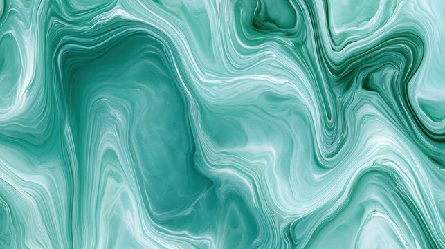This artwork features a marbled swirl of mint and emerald colors with a glossy finish. It serves as a modern backdrop for various uses.