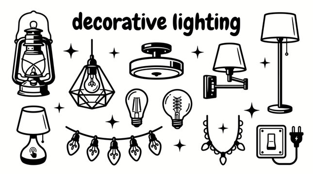 decorative lighting fixtures featuring pendant lamps ceiling lights wall sconces floor lamps bedside lamps lanterns string lights LED bulbs and elegant illumination  set for interior design home decor