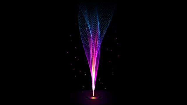 Vibrant purple laser beams dancing in dark space light