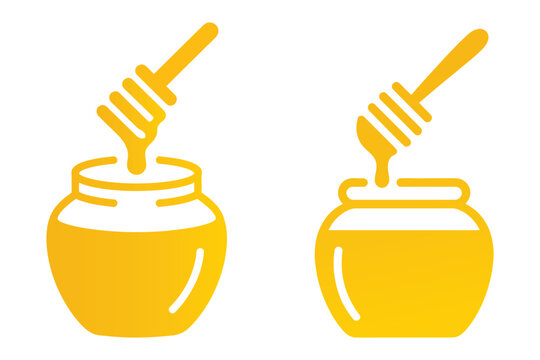 Honey pot and wooden dipper
