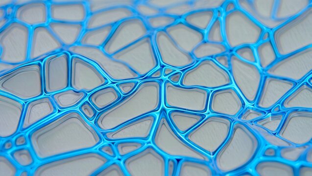 Abstract 3d background with blue metallic organic cellular structure or voronoi pattern