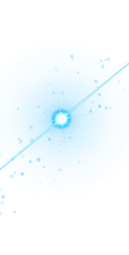 Light blue circular pattern with radiant central light flare and floating particles for modern digital background concepts isolated on a transparent background